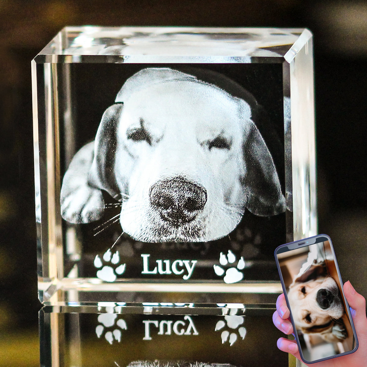 Personalized Pet Memorial Gift for Dogs & Cats - Custom 3D Crystal Photo Keepsake
