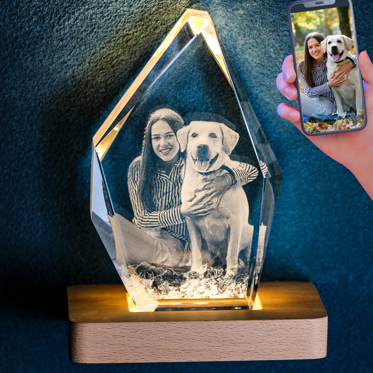 Personalized Pet Memorial Gift for Dogs & Cats - Custom 3D Crystal Photo Keepsake
