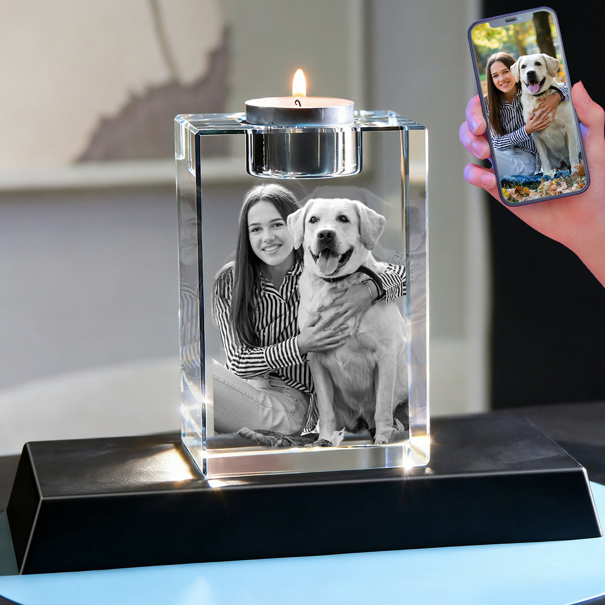 Personalized Pet Memorial Gift for Dogs & Cats - Custom 3D Crystal Photo Keepsake