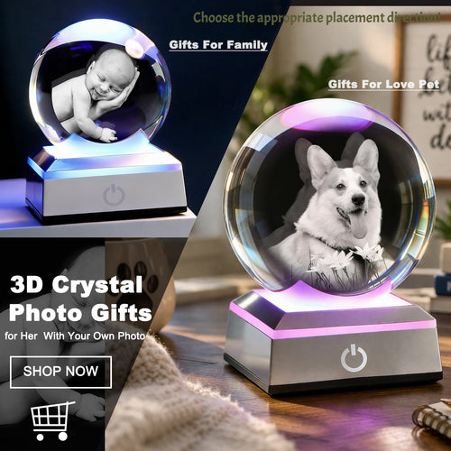 Personalized Pet Memorial Gifts for Dogs & Cats - Custom 3D Crystal Photo Ball, Sympathy gift for pet