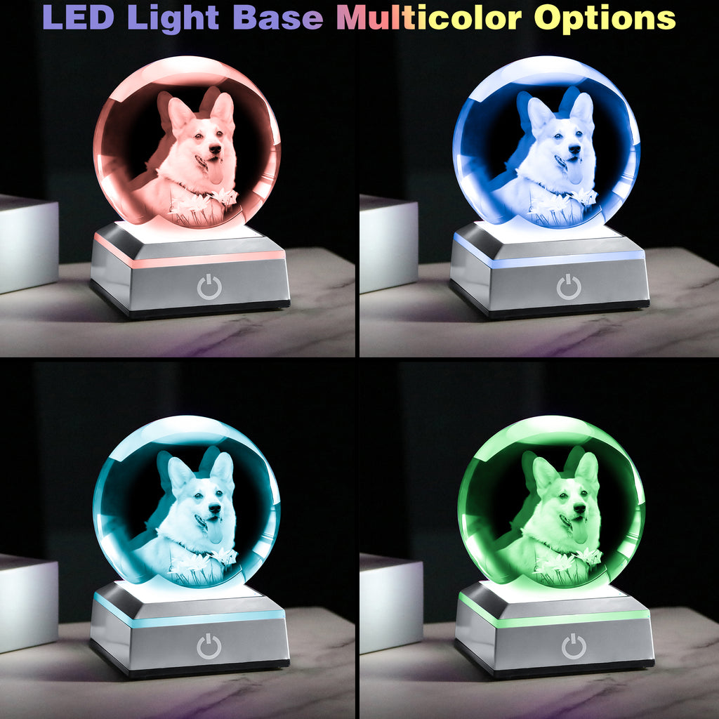 Personalized Pet Memorial Gifts for Dogs & Cats - Custom 3D Crystal Photo Ball, Sympathy gift for pet