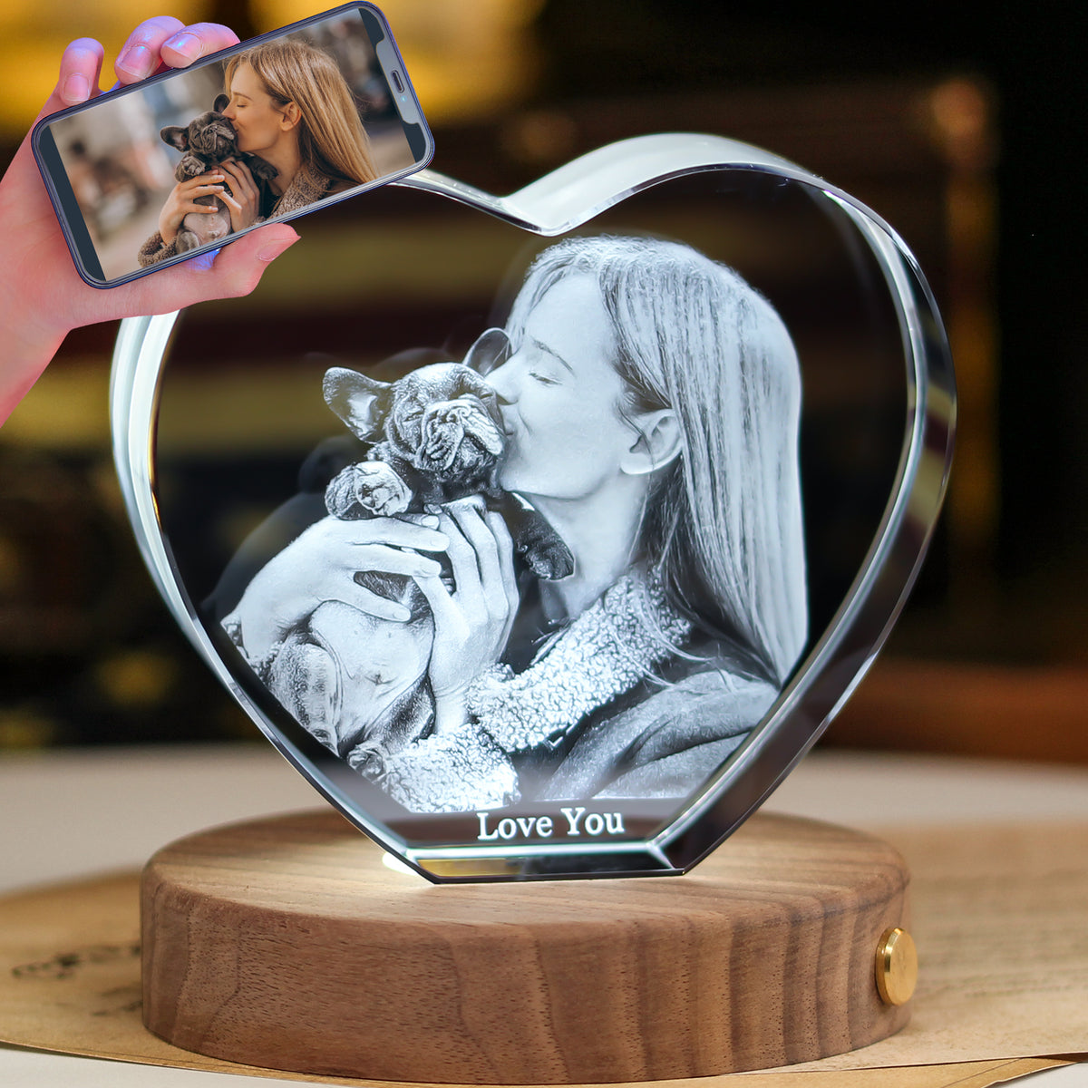 Personalized Pet Memorial Gift for Dogs & Cats - Custom 3D Crystal Photo Keepsake